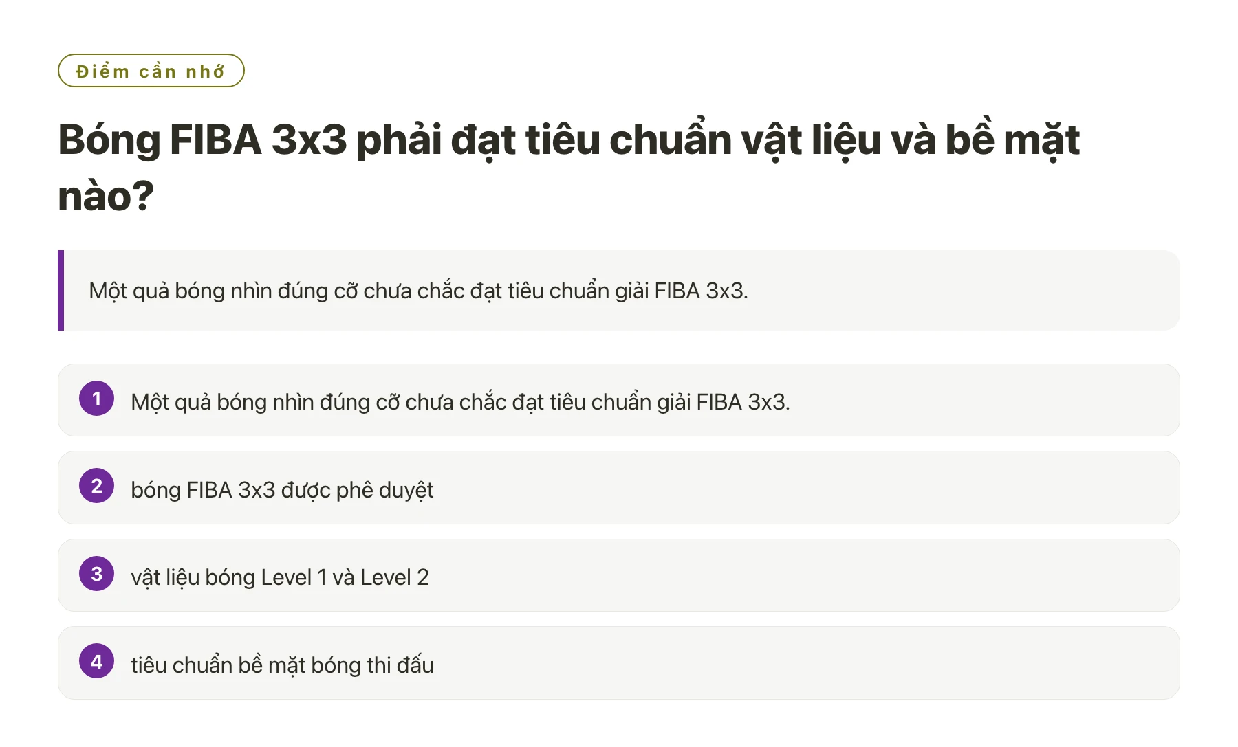 Bóng FIBA 3x3 phải đạt tiêu chuẩn vật liệu và bề mặt nào?——全文要点速览